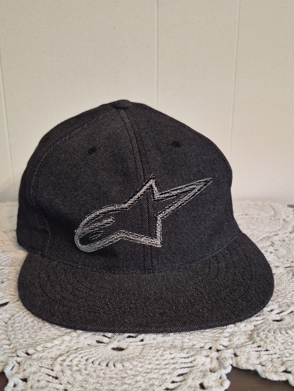 Alpinestars Ageless Dark Heather Gray Flatbill Flexfit Baseball Cap Hat Sz L/XL